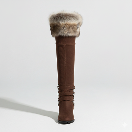 Knee-High Boots – Decorative Cuff with Chain Accent