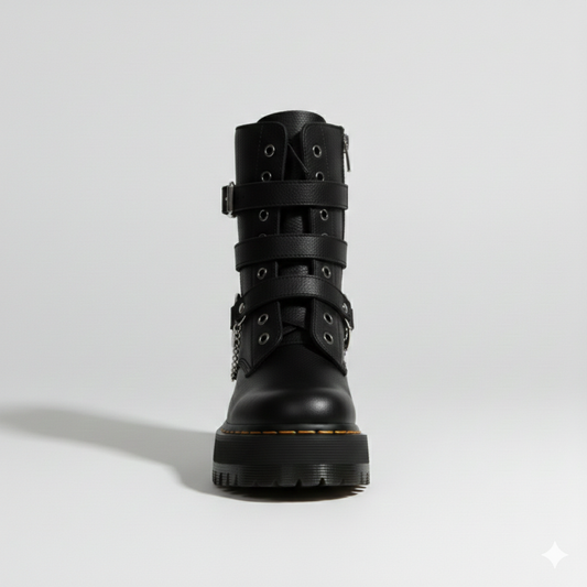 Chunky Ankle Boots – Statement Style with Chain Accent