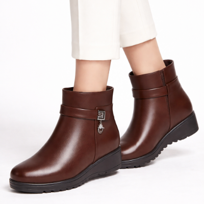 Women’s Ankle Boots – Side Zip Design with Flat Sole