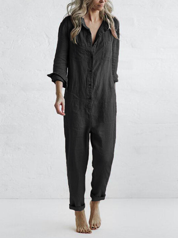 Florence™ - Comfortable Linen Long-Sleeved Jumpsuit