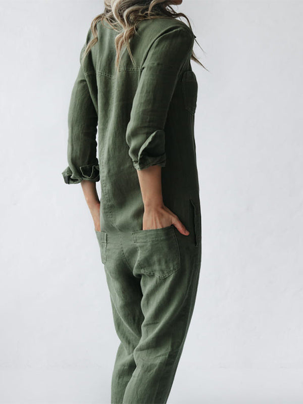 Florence™ - Comfortable Linen Long-Sleeved Jumpsuit