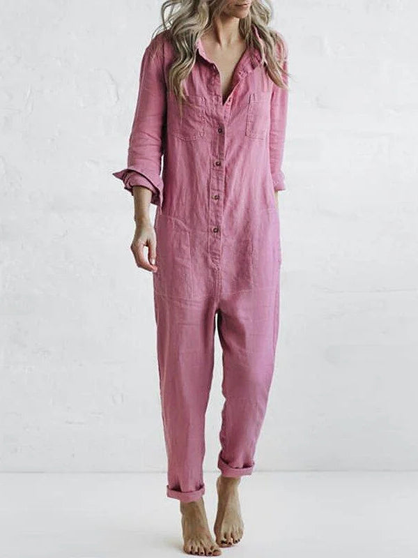 Florence™ - Comfortable Linen Long-Sleeved Jumpsuit