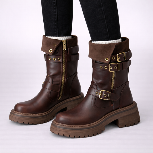 Women’s Chunky Boots – Modern Style with Buckle Strap