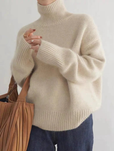 Women’s Turtleneck Sweater – Soft Knit with Relaxed Fit and Ribbed Details