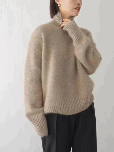 Women’s Turtleneck Sweater – Soft Knit with Relaxed Fit and Ribbed Details