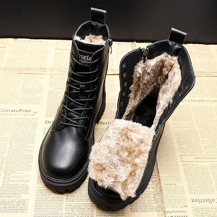 Mina | Black Leather Winter Boots