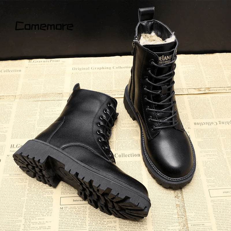 Mina | Black Leather Winter Boots