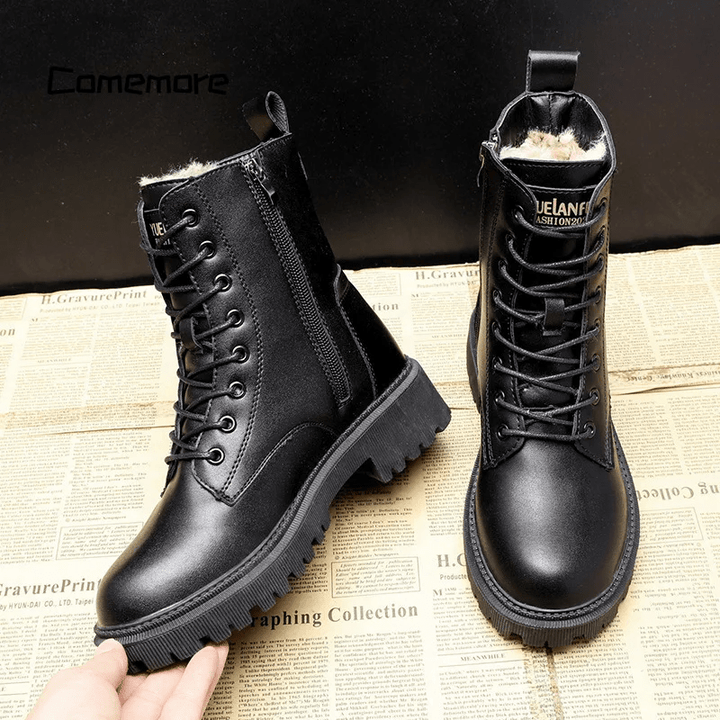 Mina | Black Leather Winter Boots